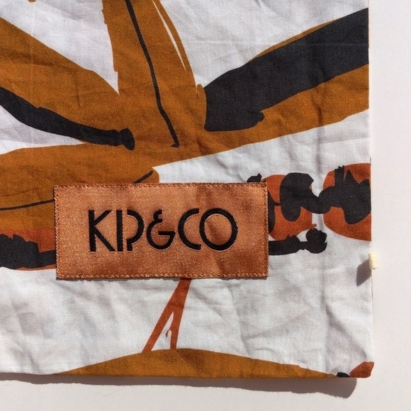 Kip & Co Small Brown Black & White Leaf Print Drawstring Cosmetic Bag - Picture 9 of 12